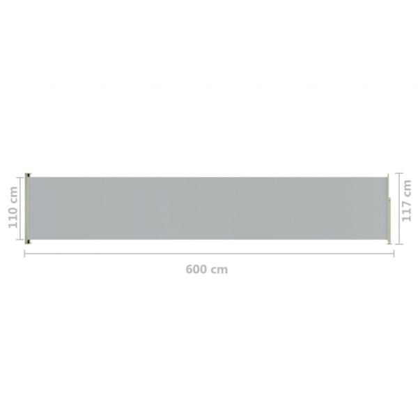 Seitenmarkise Ausziehbar 117x600 cm Grau
