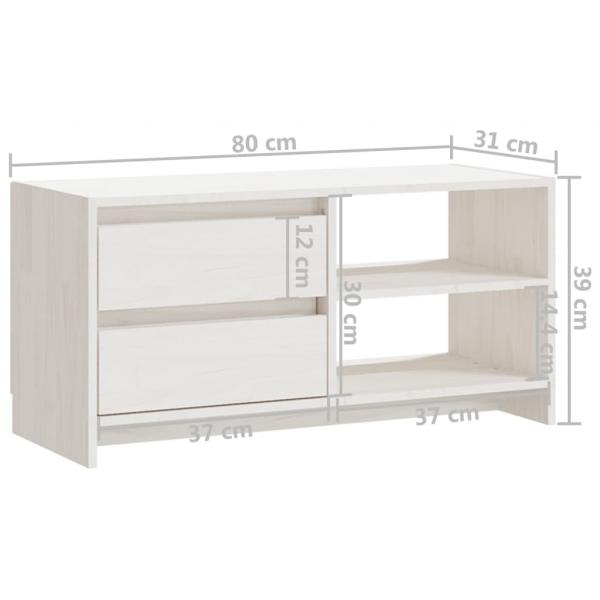 TV-Schrank Weiß 80x31x39 cm Massivholz Kiefer