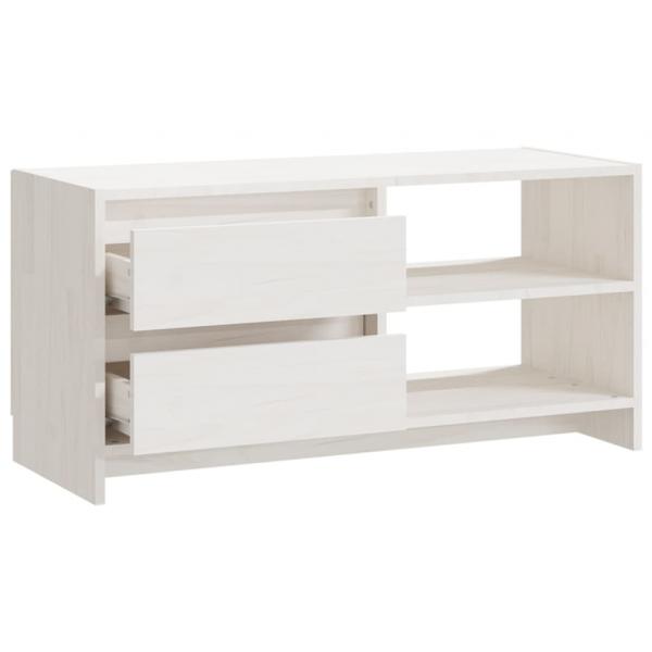 TV-Schrank Weiß 80x31x39 cm Massivholz Kiefer