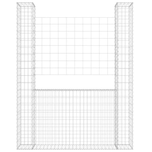Gabionenkorb U-Form mit 2 Säulen Eisen 140x20x200 cm