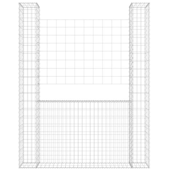 Gabionenkorb U-Form mit 2 Säulen Eisen 140x20x200 cm