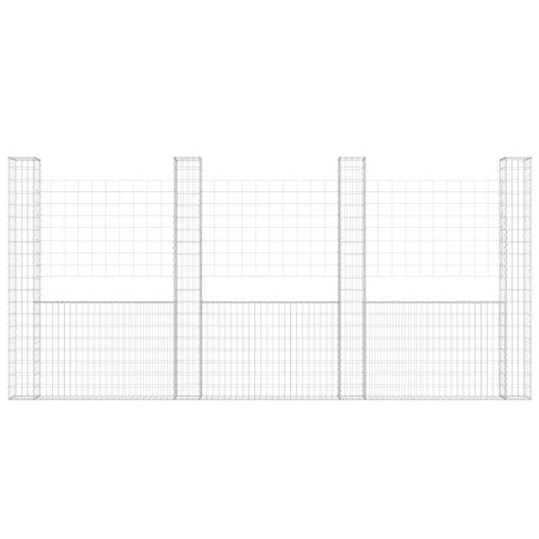 Gabionenkorb U-Form mit 4 Säulen Eisen 380x20x200 cm