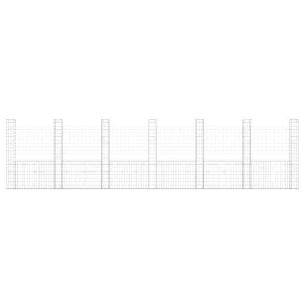 Gabionenkorb U-Form mit 7 Säulen Eisen 740x20x200 cm
