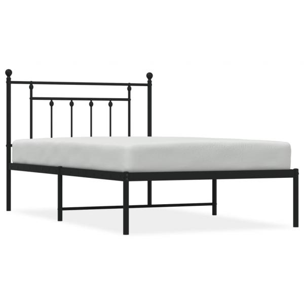 Bettgestell mit Kopfteil Metall Schwarz 100x200 cm