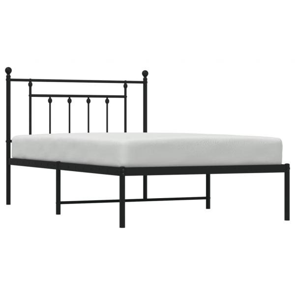 Bettgestell mit Kopfteil Metall Schwarz 100x200 cm