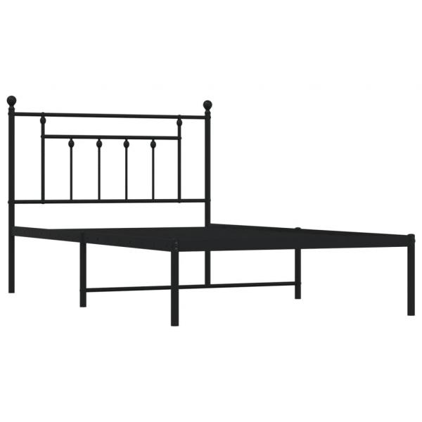 Bettgestell mit Kopfteil Metall Schwarz 100x200 cm
