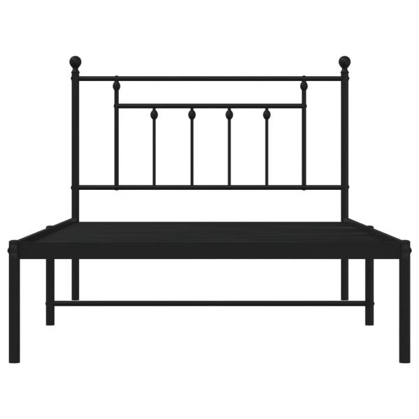 Bettgestell mit Kopfteil Metall Schwarz 100x200 cm