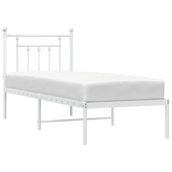 Bettgestell mit Kopfteil Metall Weiß 75x190 cm