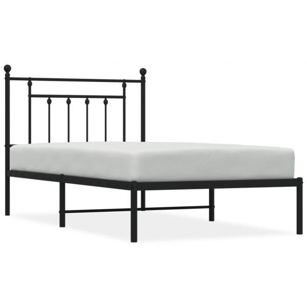 Bettgestell mit Kopfteil Metall Schwarz 100x190 cm