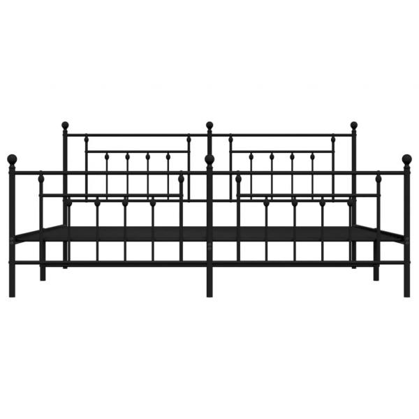 Bettgestell mit Kopf- und Fußteil Metall Schwarz 200x200 cm