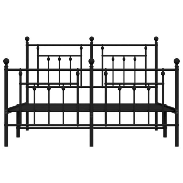 Bettgestell mit Kopf- und Fußteil Metall Schwarz 150x200 cm