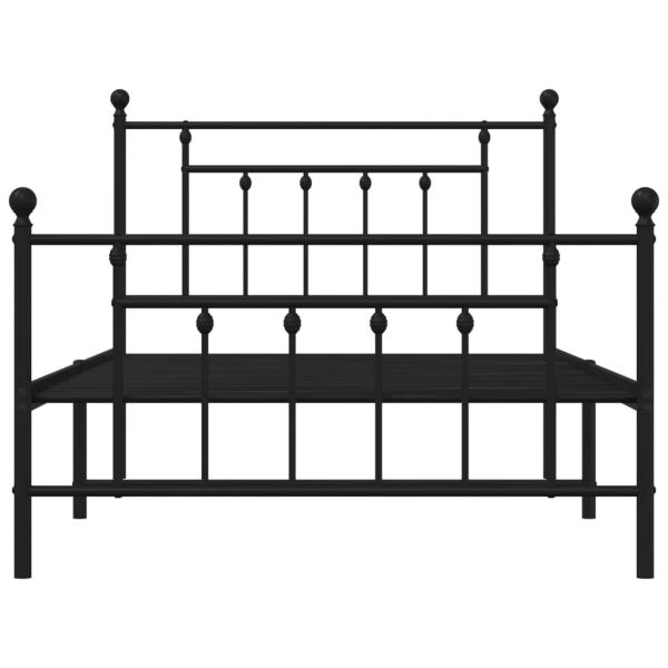 Bettgestell mit Kopf- und Fußteil Metall Schwarz 107x203 cm