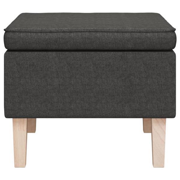 Hocker mit Holzbeinen Dunkelgrau Stoff