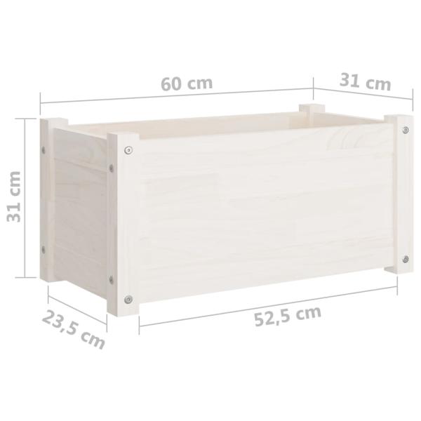 ARDEBO.de - Pflanzkübel 2 Stk. Weiß 60x31x31 cm Massivholz Kiefer