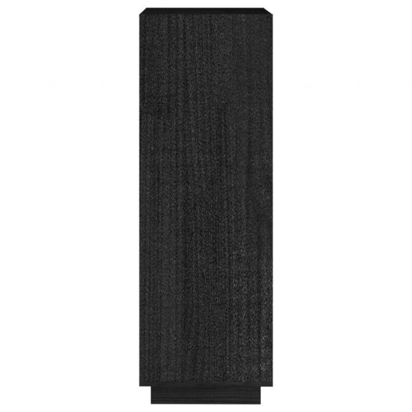 Bücherregal/Raumteiler Schwarz 40x35x103 cm Massivholz Kiefer