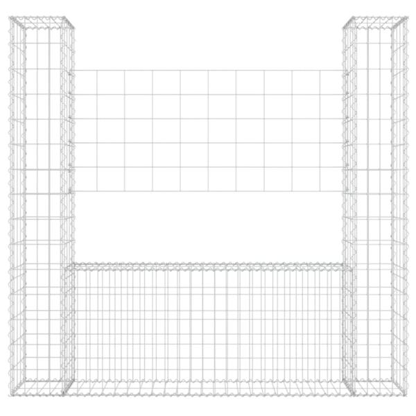 Gabionenkorb U-Form mit 2 Säulen Eisen 140x20x150 cm