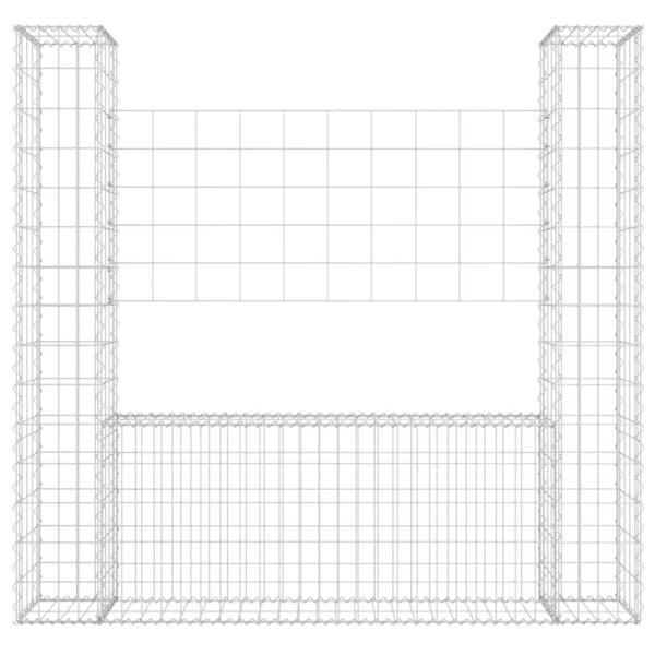 Gabionenkorb U-Form mit 2 Säulen Eisen 140x20x150 cm