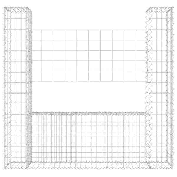 Gabionenkorb U-Form mit 2 Säulen Eisen 140x20x150 cm