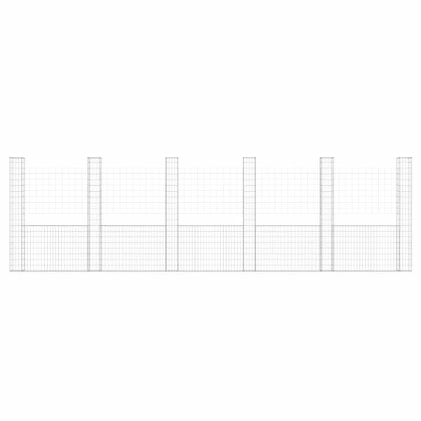 Gabionenkorb U-Form mit 6 Säulen Eisen 620x20x200 cm