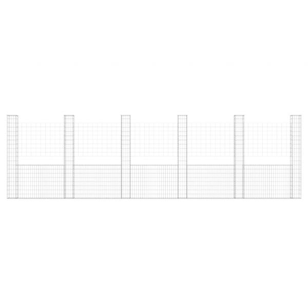 Gabionenkorb U-Form mit 6 Säulen Eisen 620x20x200 cm