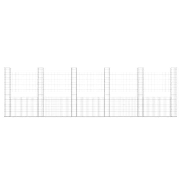 Gabionenkorb U-Form mit 6 Säulen Eisen 620x20x200 cm