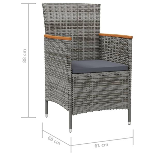 Garten-Essstühle 2 Stk. Poly Rattan Grau
