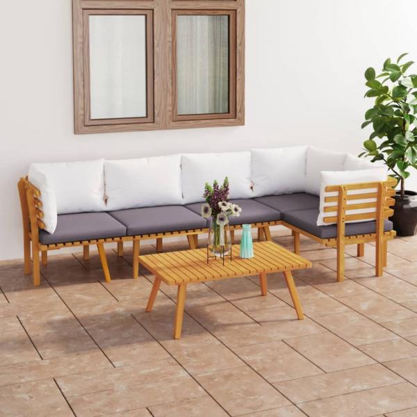 ARDEBO.de - 6-tlg. Garten-Lounge-Set mit Kissen Massivholz Akazie