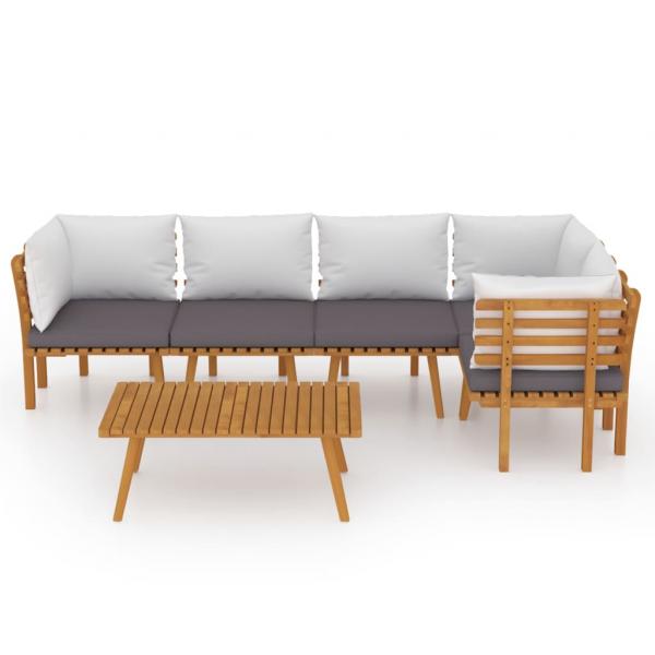 6-tlg. Garten-Lounge-Set mit Kissen Massivholz Akazie
