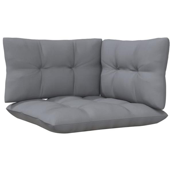 4-tlg. Garten-Lounge-Set mit Grauen Kissen Kiefernholz