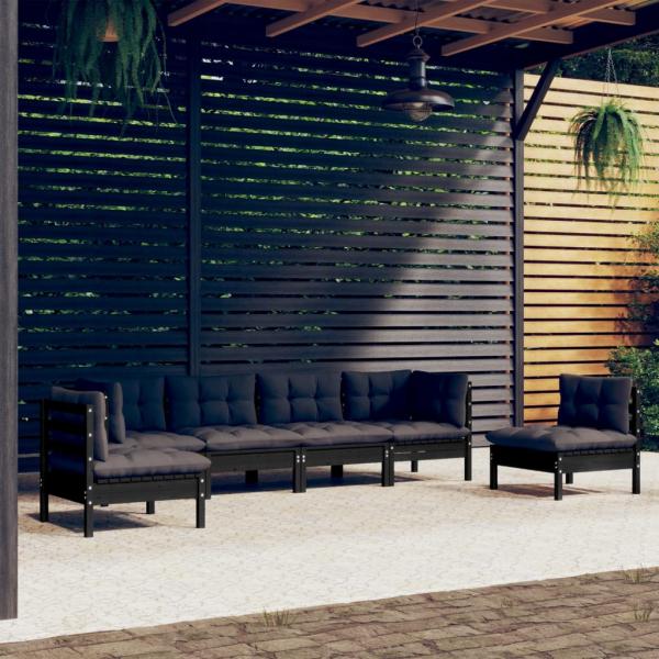 ARDEBO.de - 6-tlg. Garten-Lounge-Set mit Kissen Kiefer Massivholz
