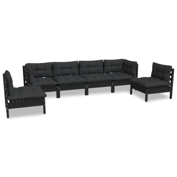 6-tlg. Garten-Lounge-Set mit Kissen Kiefer Massivholz