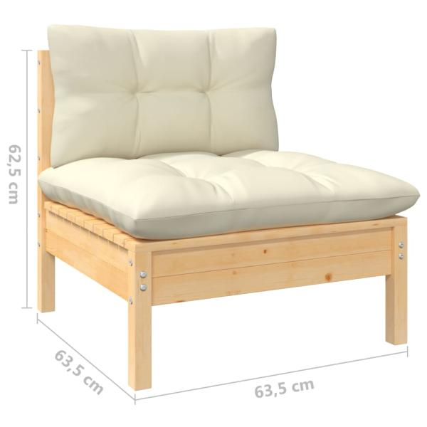 ARDEBO.de - 8-tlg. Garten-Lounge-Set mit Creme Kissen Massivholz Kiefer