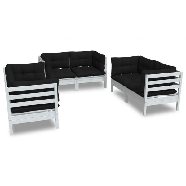 6-tlg. Garten-Lounge-Set mit Kissen Massivholz Kiefer