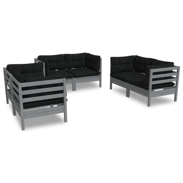 6-tlg. Garten-Lounge-Set mit Kissen Kiefer Massivholz