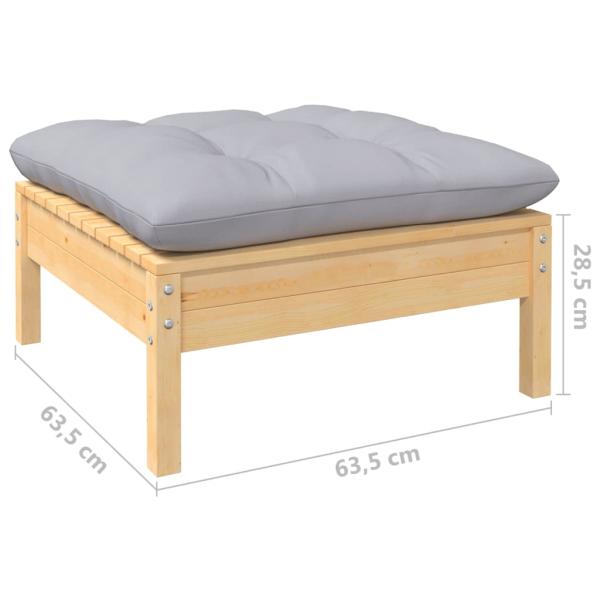 5-tlg. Garten-Lounge-Set mit Grauen Kissen Kiefernholz