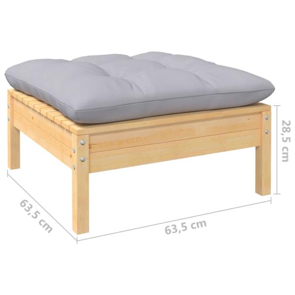 14-tlg. Garten-Lounge-Set mit Grauen Kissen Massivholz Kiefer