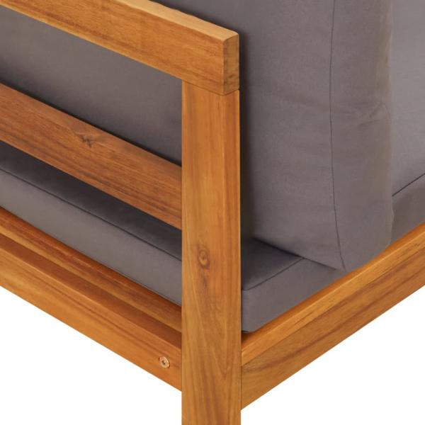 Ecksofa mit Dunkelgrauen Kissen Massivholz Akazie