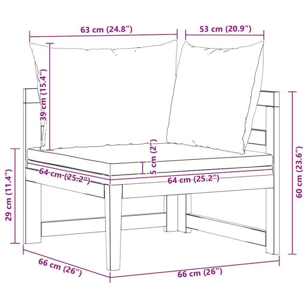 Ecksofa mit Dunkelgrauen Kissen Massivholz Akazie