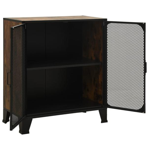 ARDEBO.de - Aufbewahrungsschrank Rustikal Braun 72x36x82 cm Metall und MDF