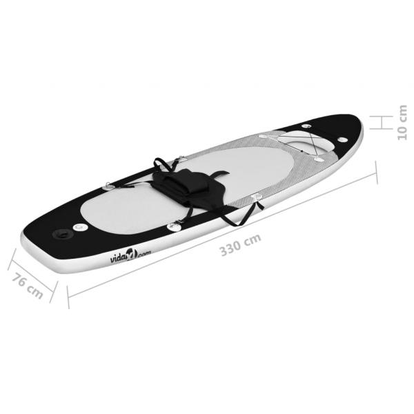 SUP-Board-Set Aufblasbar Schwarz 330x76x10 cm