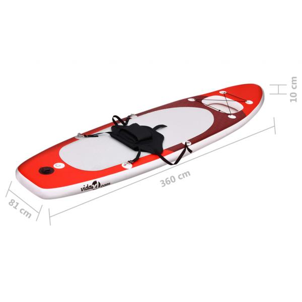 SUP-Board-Set Aufblasbar Rot 360x81x10 cm