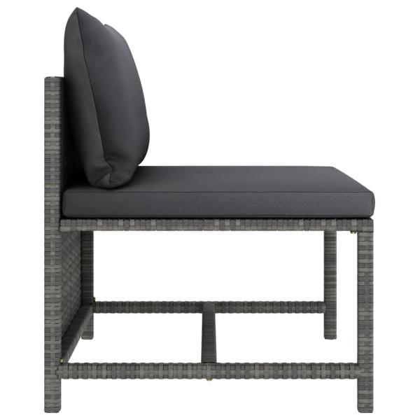 5-tlg. Garten-Lounge-Set mit Kissen Poly Rattan Grau