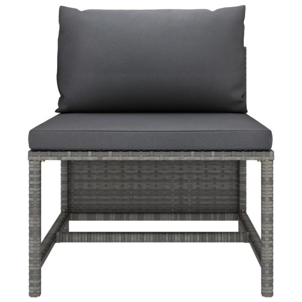 5-tlg. Garten-Lounge-Set mit Kissen Poly Rattan Grau