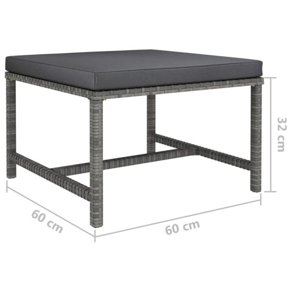 7-tlg. Garten-Lounge-Set mit Kissen Poly Rattan Grau