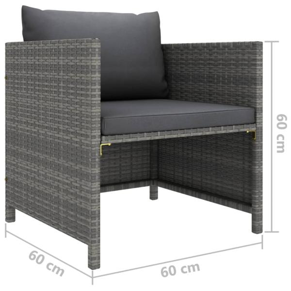 7-tlg. Garten-Lounge-Set mit Kissen Poly Rattan Grau