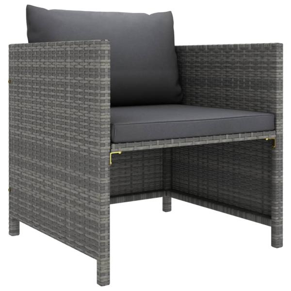 7-tlg. Garten-Lounge-Set mit Kissen Poly Rattan Grau