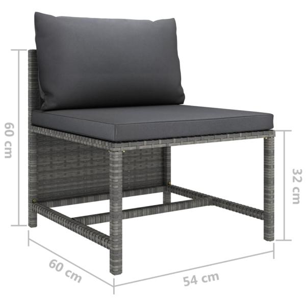 7-tlg. Garten-Lounge-Set mit Kissen Poly Rattan Grau