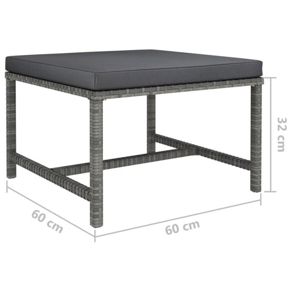 8-tlg. Garten-Lounge-Set mit Kissen Poly Rattan Grau
