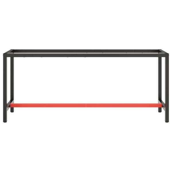 Werkbankgestell Mattschwarz und Mattrot 190x50x79 cm Metall