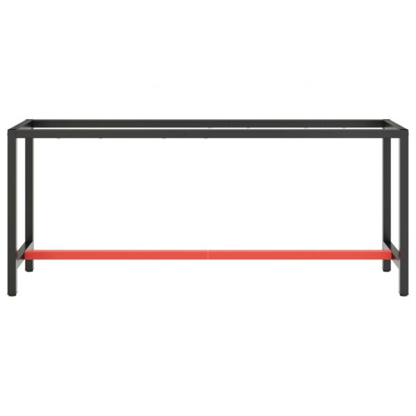 Werkbankgestell Mattschwarz und Mattrot 190x50x79 cm Metall